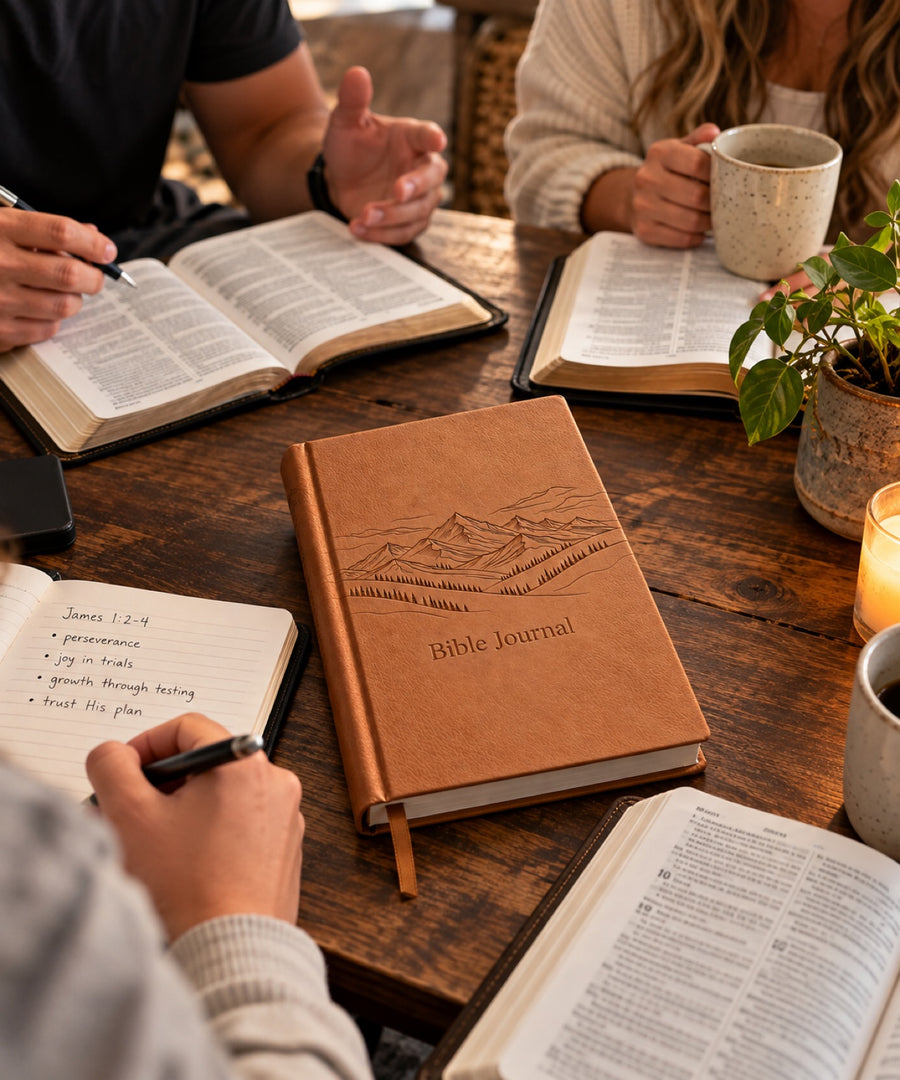 Bible Journal at a small-group Bible study table