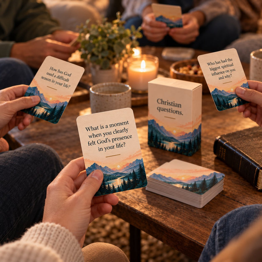Group playing the Christian question cards